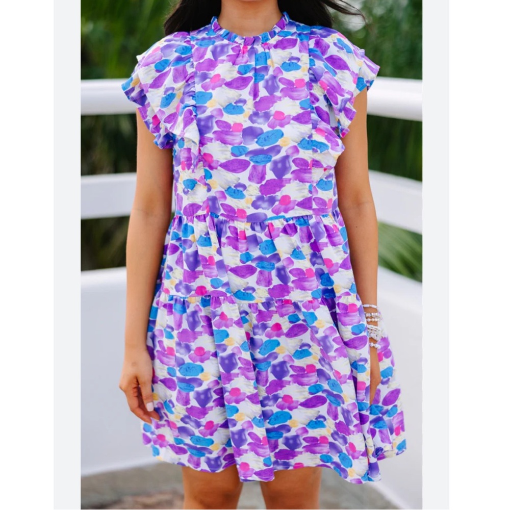 Entro Work It All Out Purple Dot Dress - Picture 6 of 6